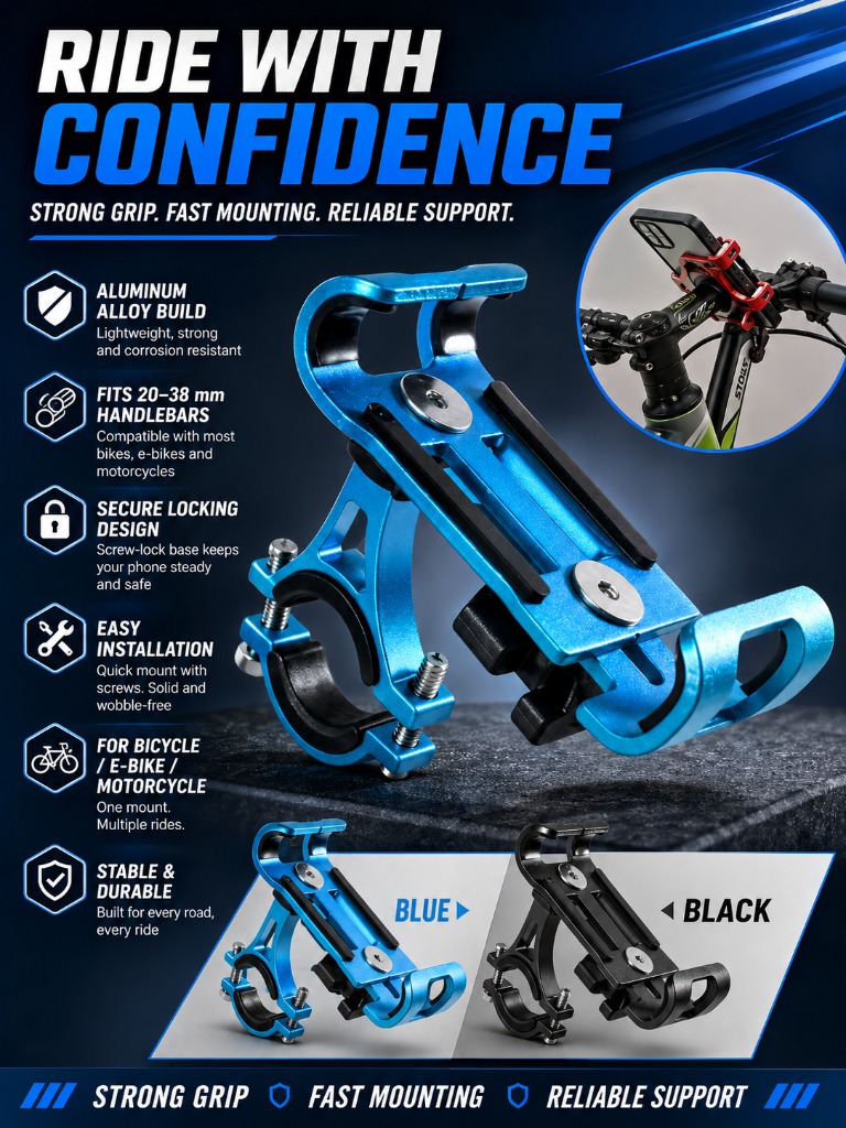 Cycling Gears - 1pc Aluminum Alloy Phone Holder, 360°