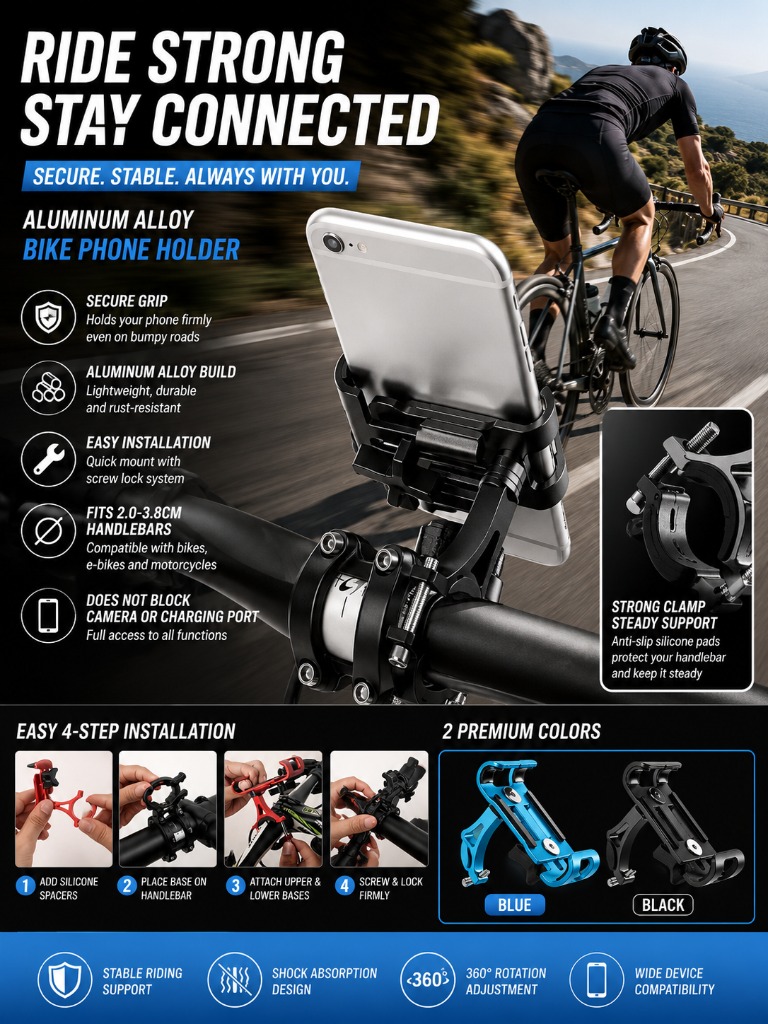 1pc Aluminum Alloy Phone Holde - Cycling Gears incelemesi ve fiyatı